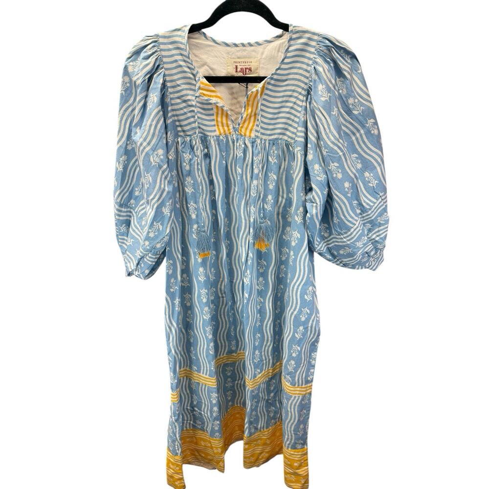Printfresh Blue And Gold Patterned Midi Dress - image 8